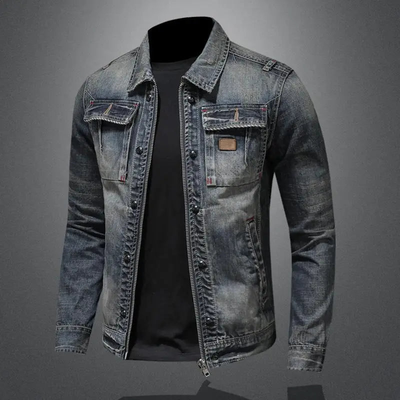 Niels - Retro denimjakke med stand-up krave