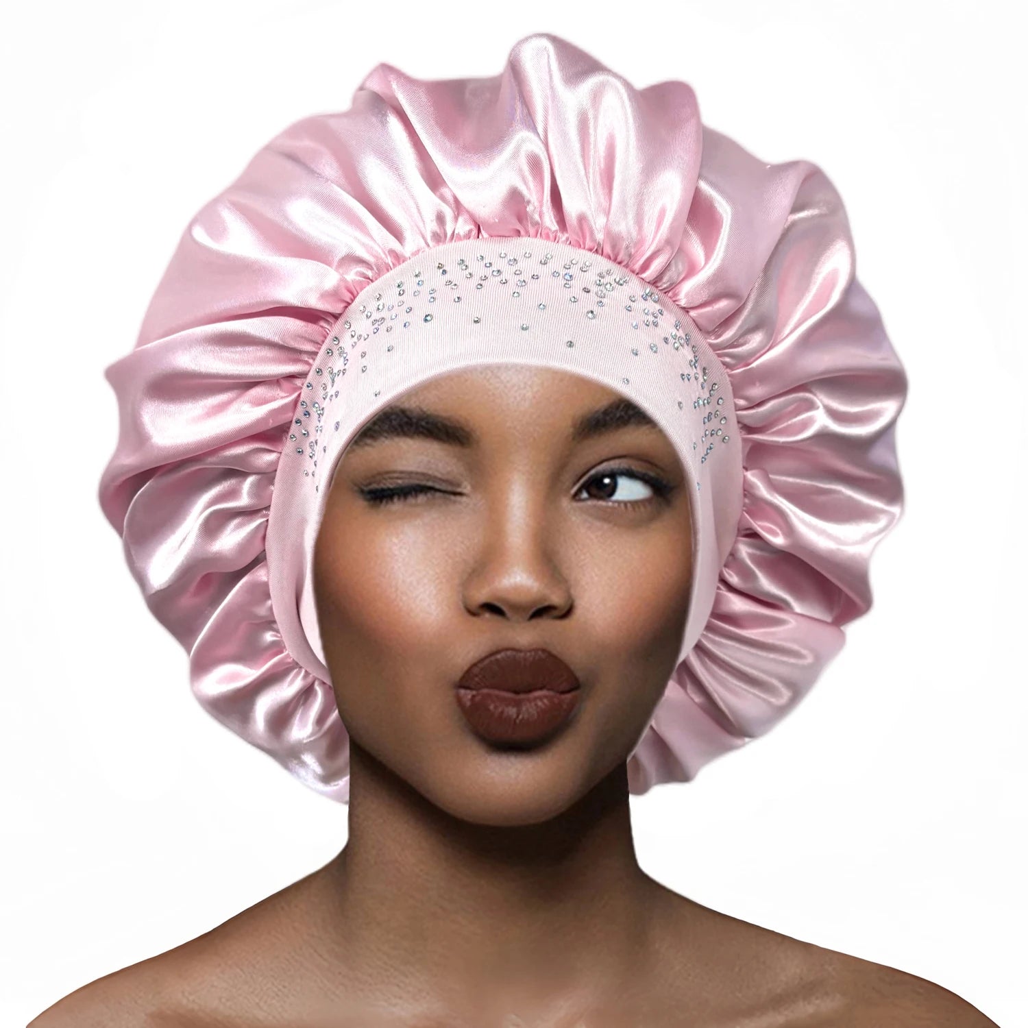 Luksus rhinestone satin nathætte