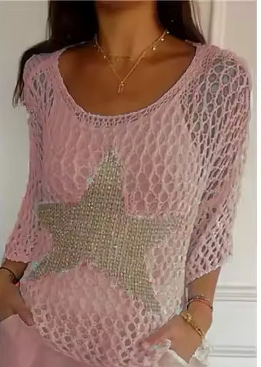 Isabella – Guldudsmykket stjernehæklet skjorte