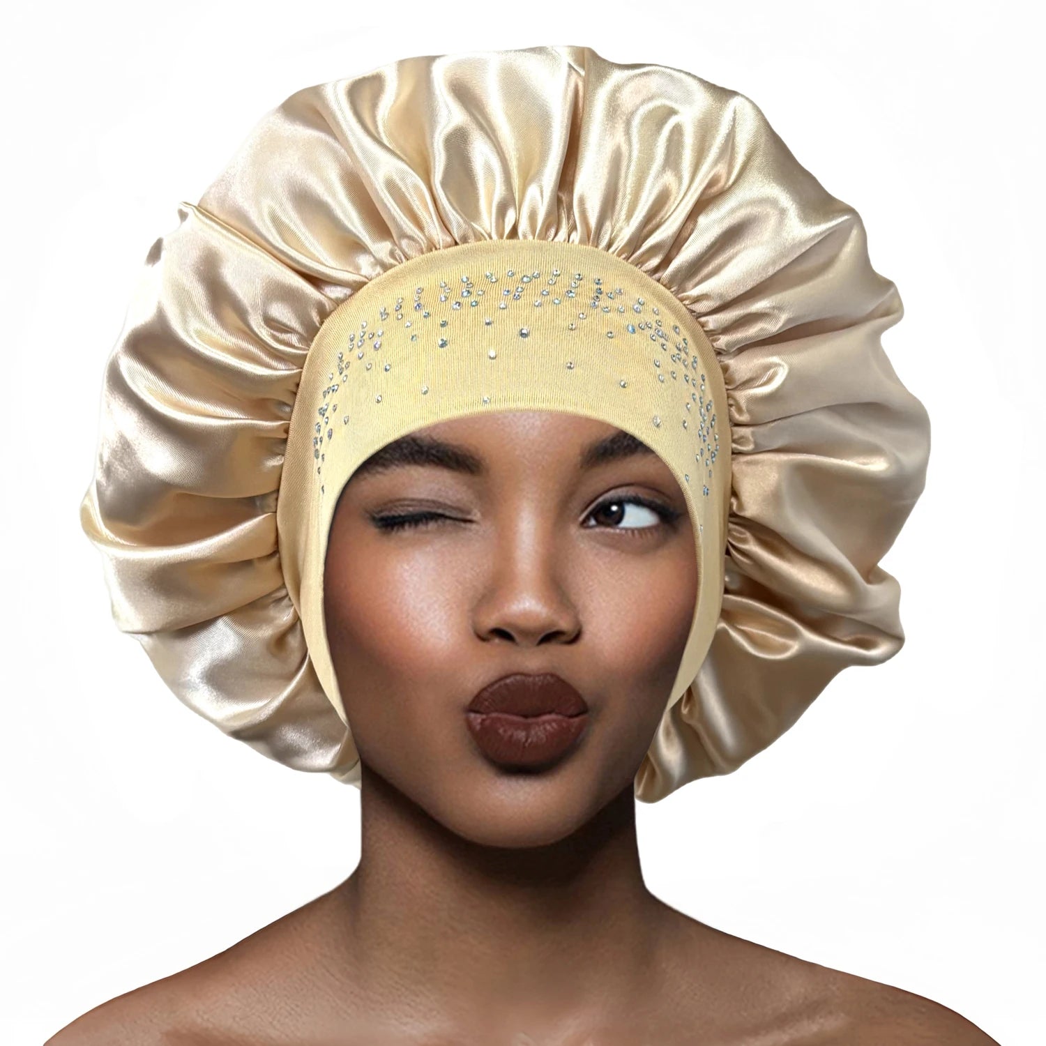 Luksus rhinestone satin nathætte