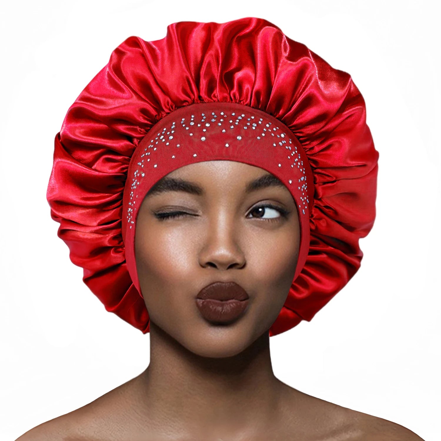 Luksus rhinestone satin nathætte