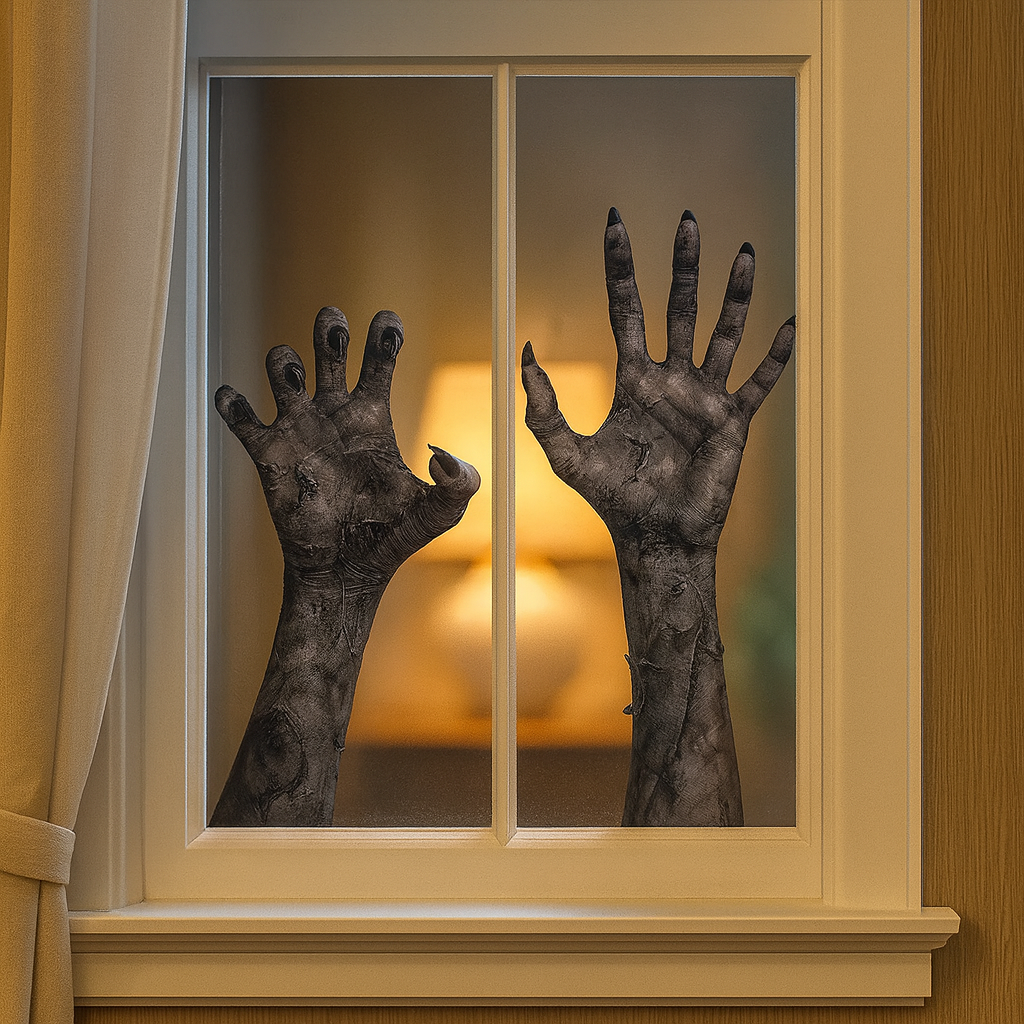 Uhyggelige zombie-hånd-vægklistermærker til Halloween – Mat PVC-vinduesdekoration