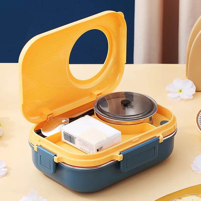 Madkasse i Rustfrit Stål – 3 Rum & Lækagesikker