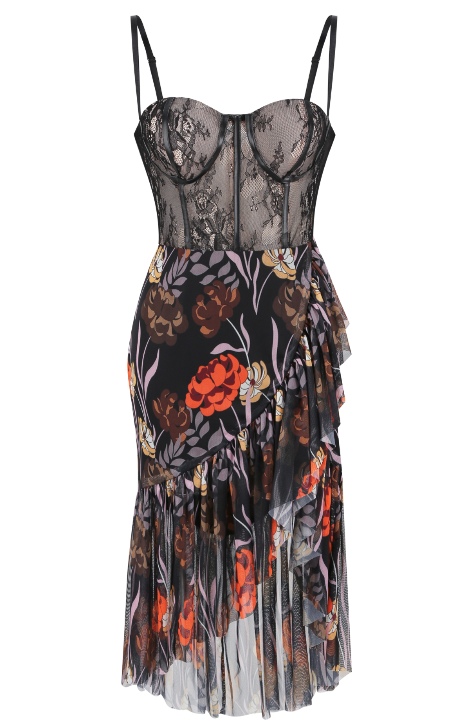 Misha - Blomstret kæreste med halsudskæring Cocktailkjole i korsetstil