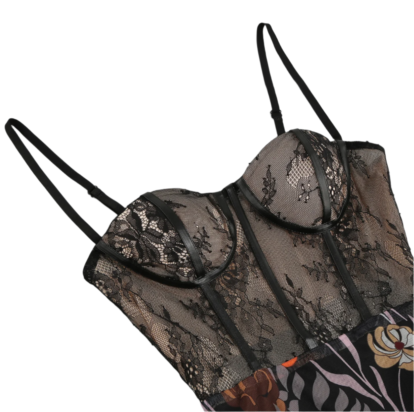 Misha - Blomstret kæreste med halsudskæring Cocktailkjole i korsetstil