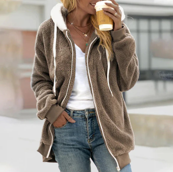 Hættetrøje i hyggeligt fleece til vinteren Terese