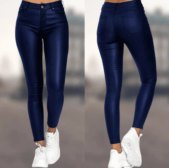 Elegante højtaljede kunstlæderbukser