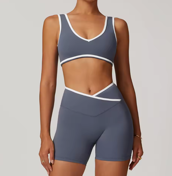 2-delt yoga- og pilatessæt til kvinder – sømløst træningssæt med leggings og top