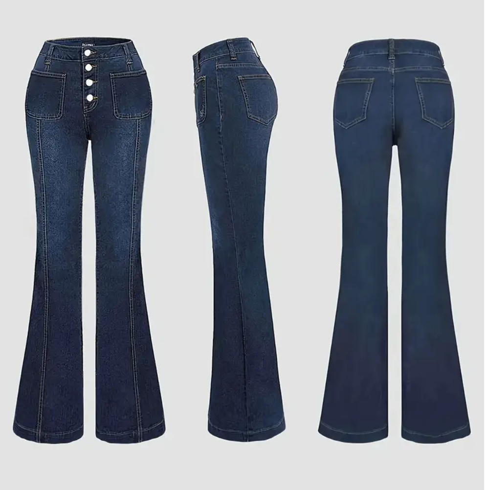 Merta – stretch-jeans med svaj til kvinder – knaplukning og helårspasform