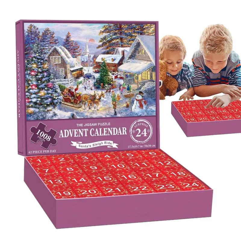 1008-brikkers julelandsby adventskalenderpuslespil