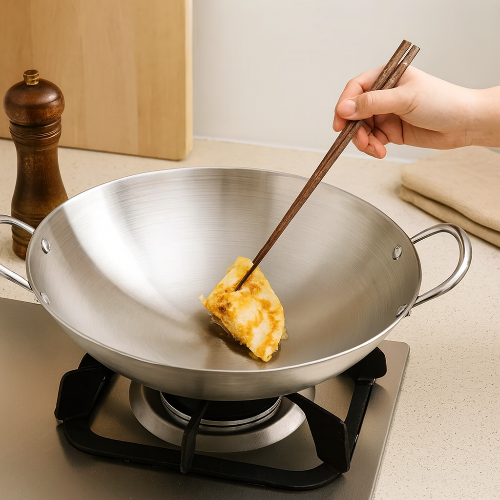 Stelvara | Wok i rustfrit stål med dobbelte håndtag