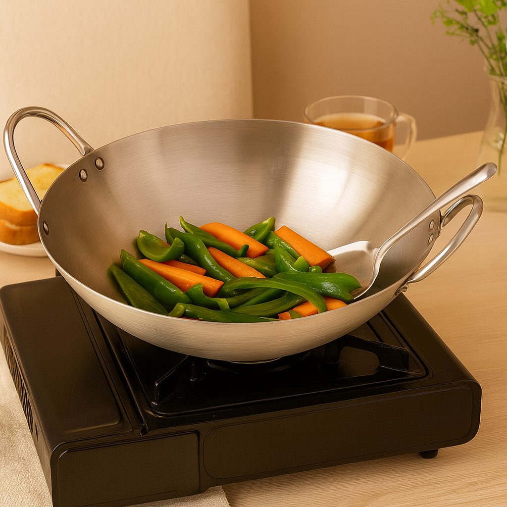 Stelvara | Wok i rustfrit stål med dobbelte håndtag