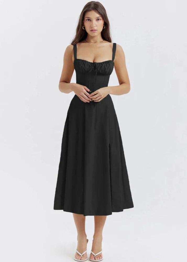 Doris - Spaghetti strop kjole med blondemønster