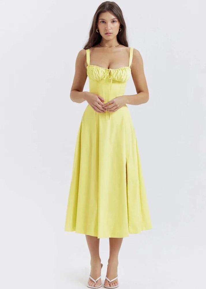 Doris - Spaghetti strop kjole med blondemønster