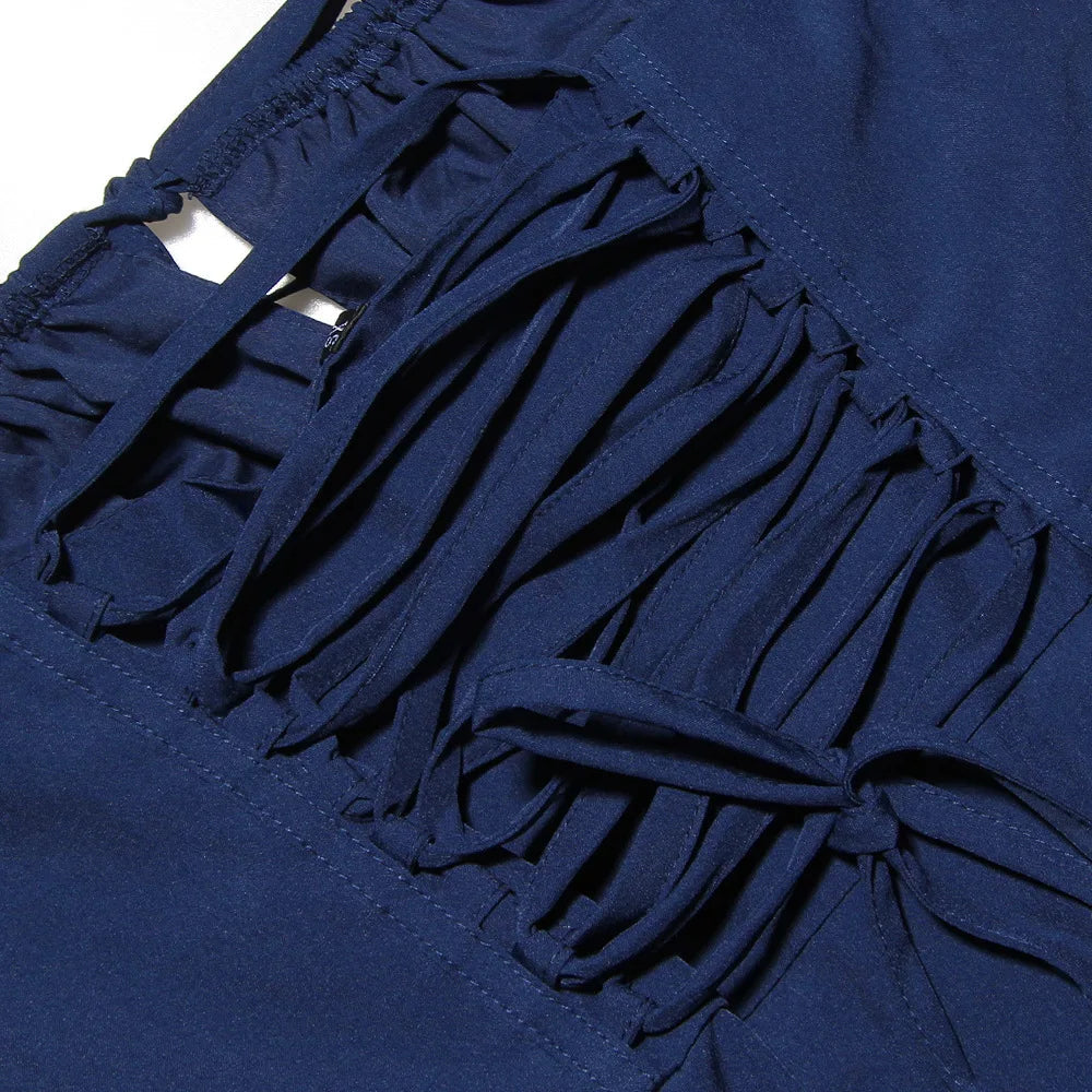 Doris - Spaghetti strop kjole med blondemønster