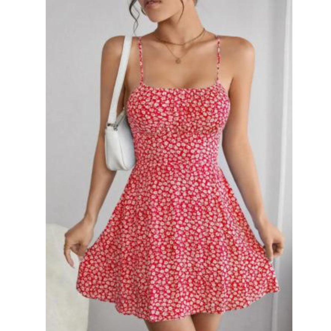 Barbara - Slank cami-kjole med blomsterprint