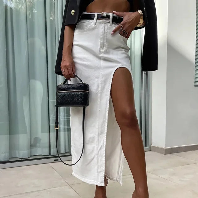 Esmaralda - Vintage A-line denimnederdel