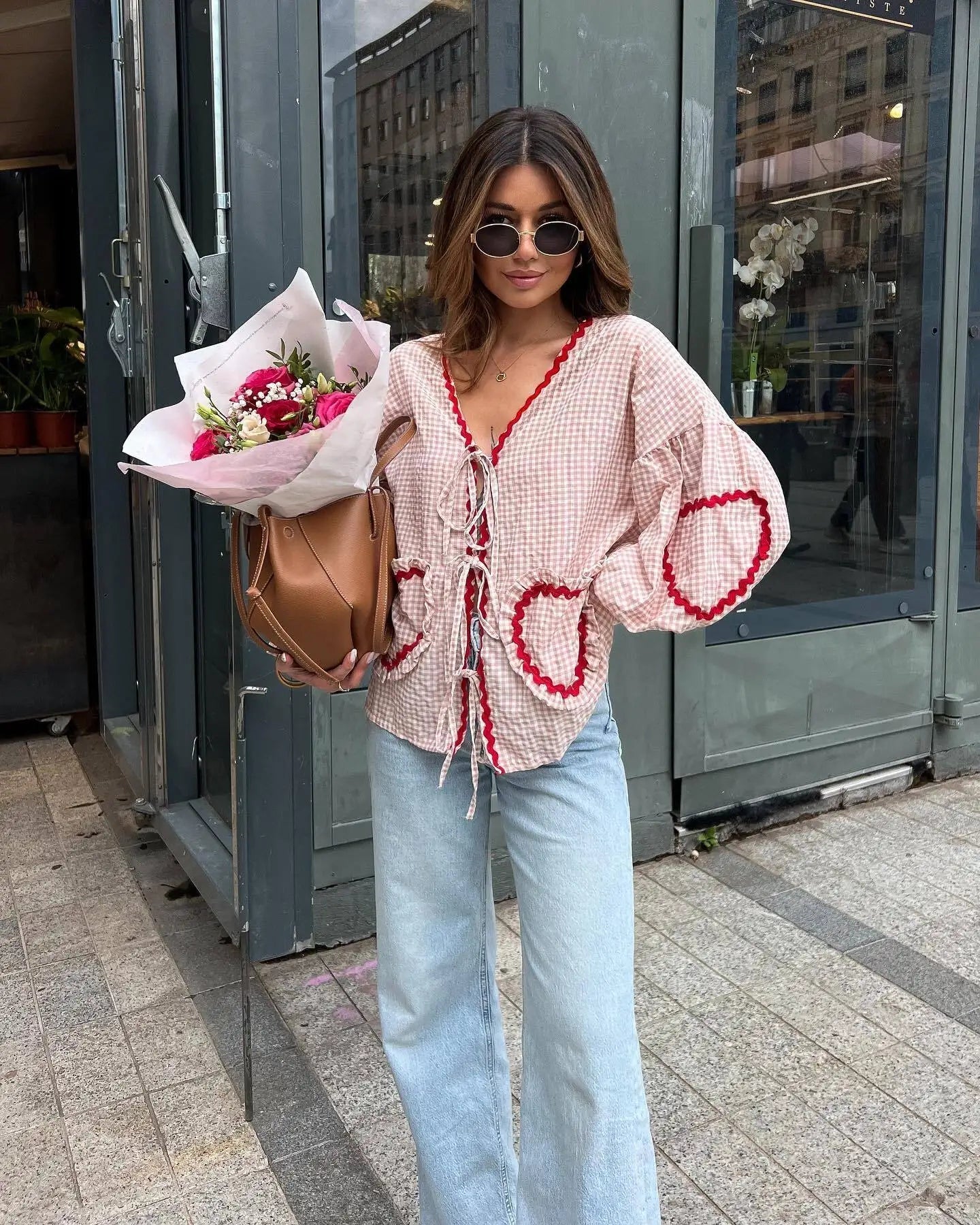 Marga - Løs skjorte med hjertelommer til kvinder