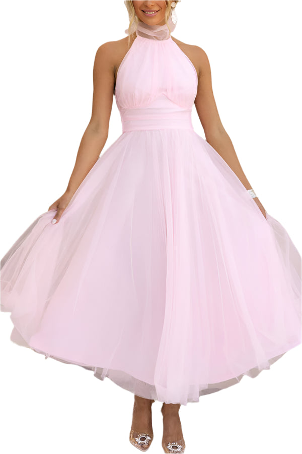 Lianna – Elegant midikjole med halterhals