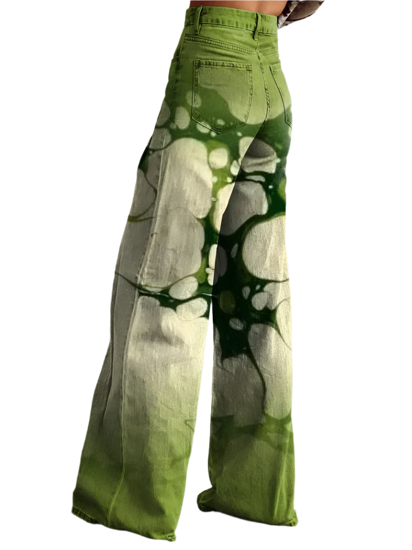 Cleo - Elefantbensbukser med retrogrønne nuancer