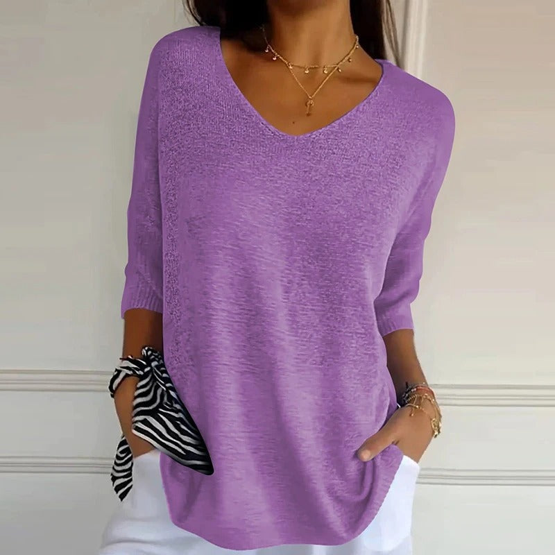 Ava - Afslappet pasform V-hals halværmet top