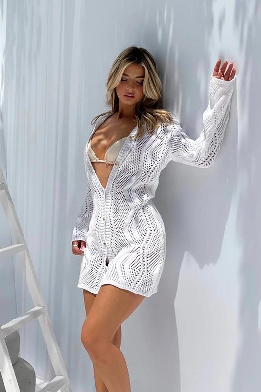 Alana - Strandbetræk hæklet med knapper