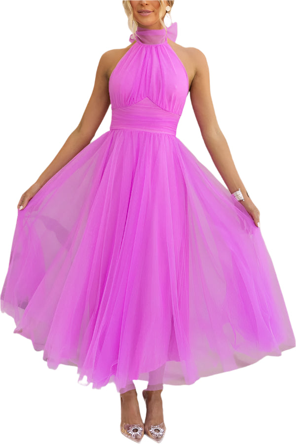 Lianna – Elegant midikjole med halterhals