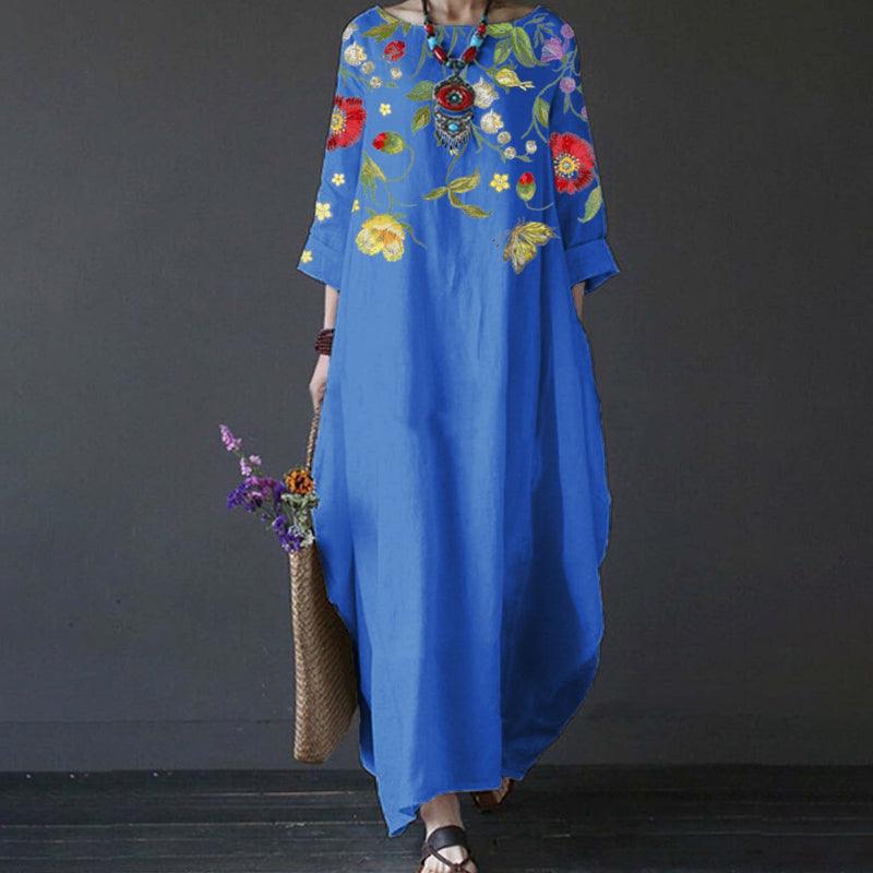 Amber - mellemlange ærmer Vintage kjole med blomsterprint