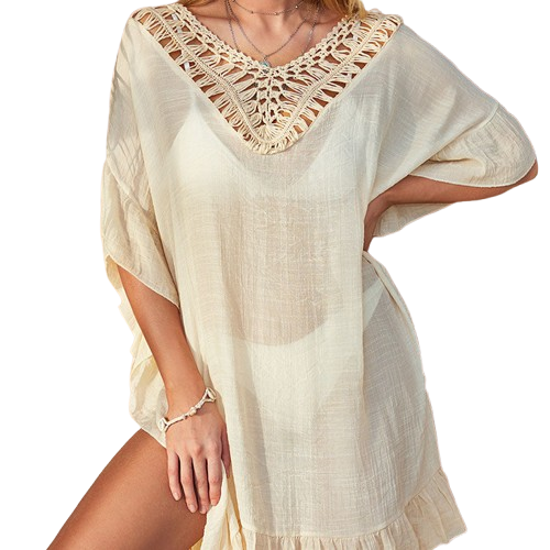 Ruby - Bohen lav ryg flæser Mini Beach Cover Up kjole
