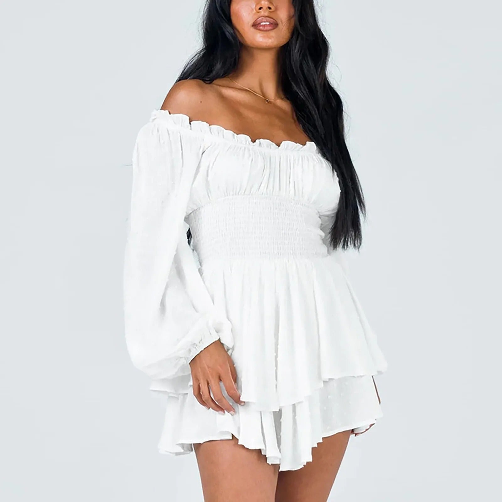 Abby - fortryllende off-the-shoulder flæsekjole