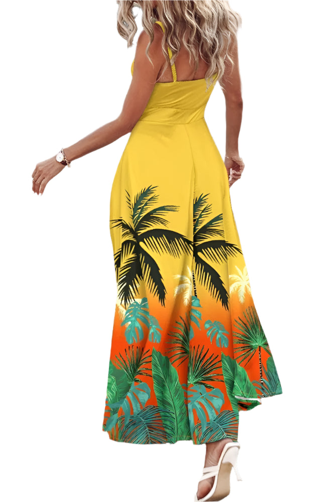 Ellie - Lang spaghetti stropkjole med afslappet print