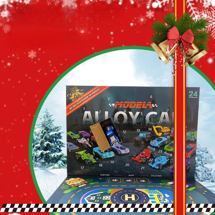24 dele julegaver adventskalender legeringsmodel støbt bilsæt