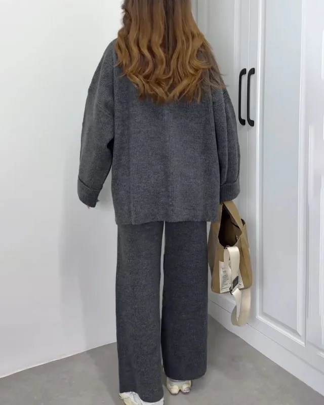 Nicola - Afslappet todelt sæt med crewneck-trøje og bukser