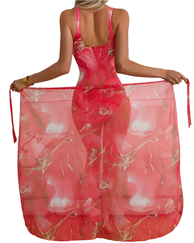 Krizzy - Badedragt og wrap-sæt med tryk i ét stykke