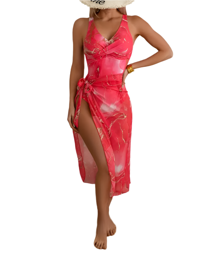 Krizzy - Badedragt og wrap-sæt med tryk i ét stykke