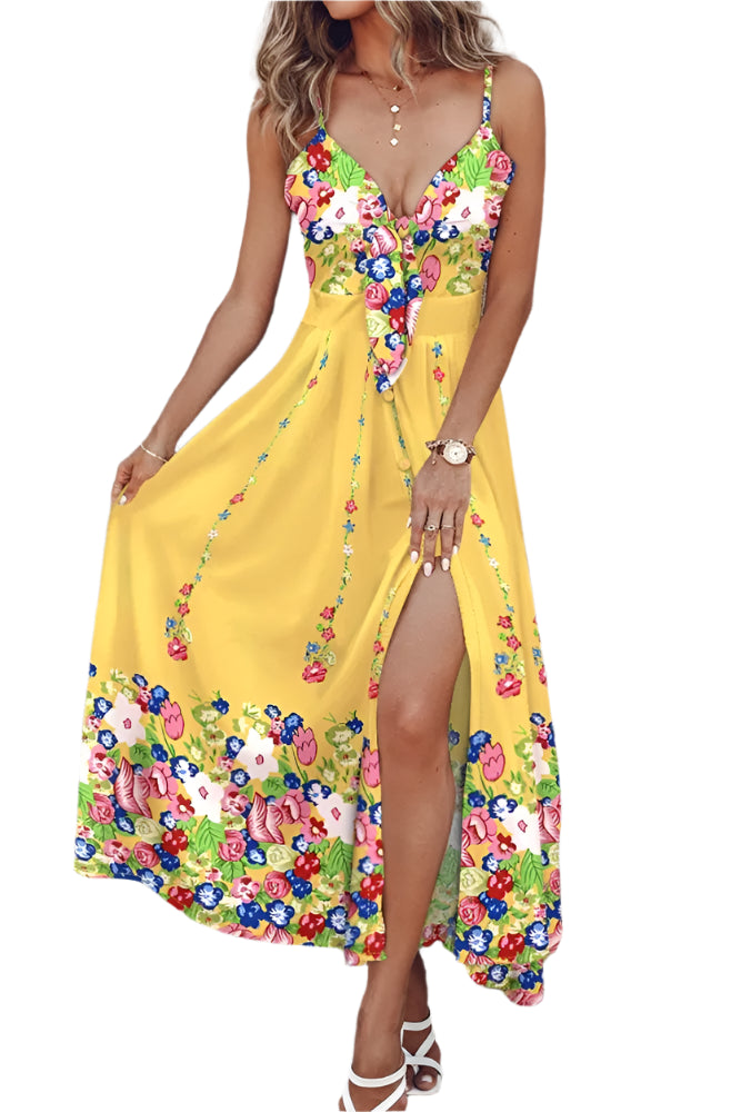 Ellie - Lang spaghetti stropkjole med afslappet print