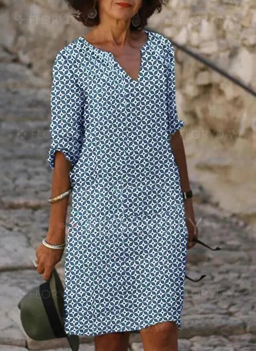 Dana - Relaxed Fit Halværmet Print Kjole