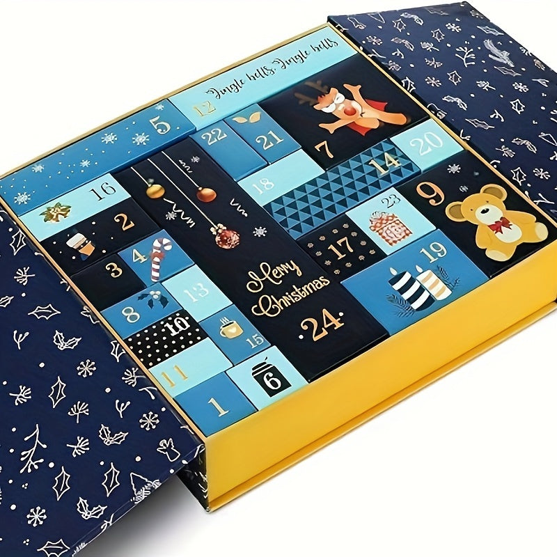 Gør-det-selv adventskalendersæt – 24 fyldbare papæsker med låg og et udvalg af tilbehør til gaveidéer og kreative aktiviteter