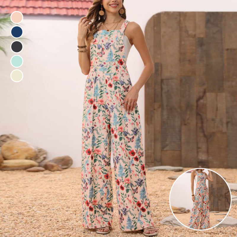 Maja - Blomstret Jumpsuit med brede ben