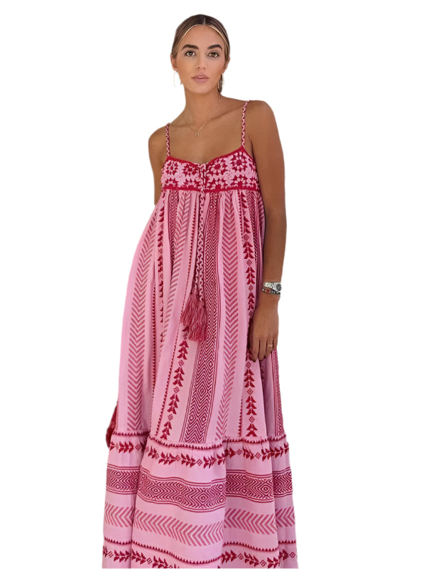 Josie - Hæklet Patchwork Strikket Slip Maxi Kjole