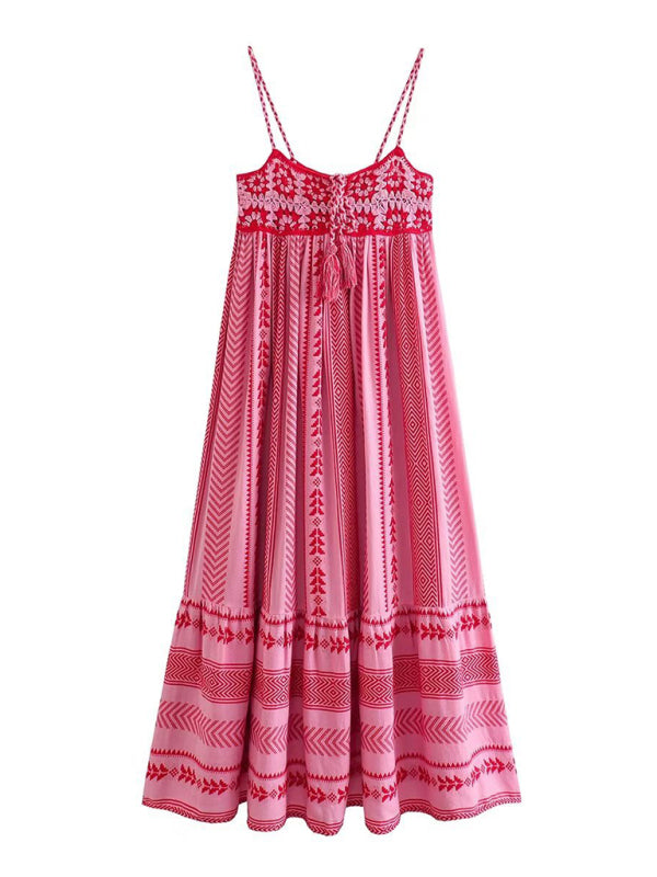 Josie - Hæklet Patchwork Strikket Slip Maxi Kjole