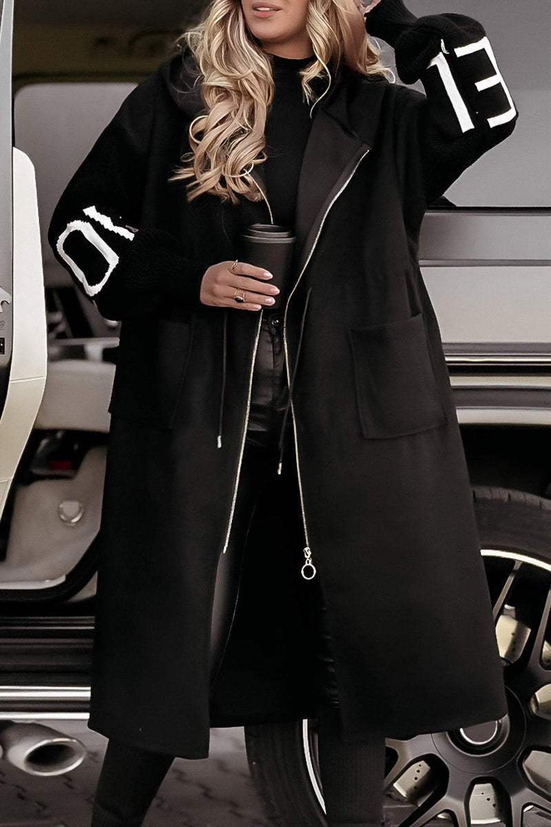 Layla - Strikket frakke med lang hætte