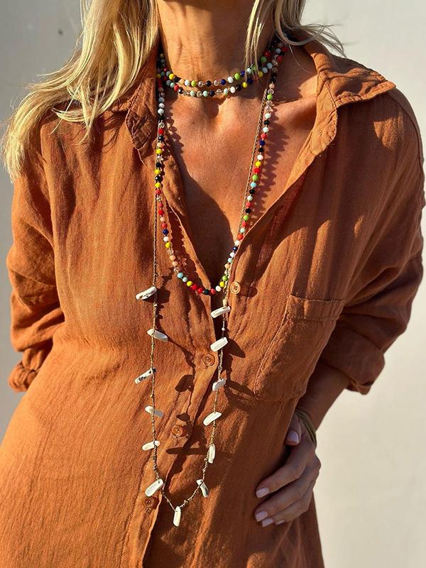 Beverly - Elegant langærmet skjortekjole med turn-down krave