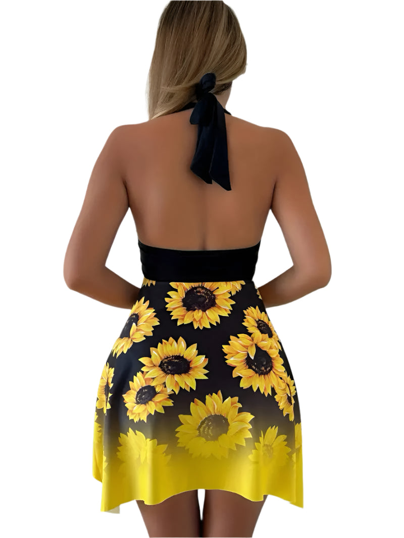 Rebecca - todelt tankinisæt med solsikketryk