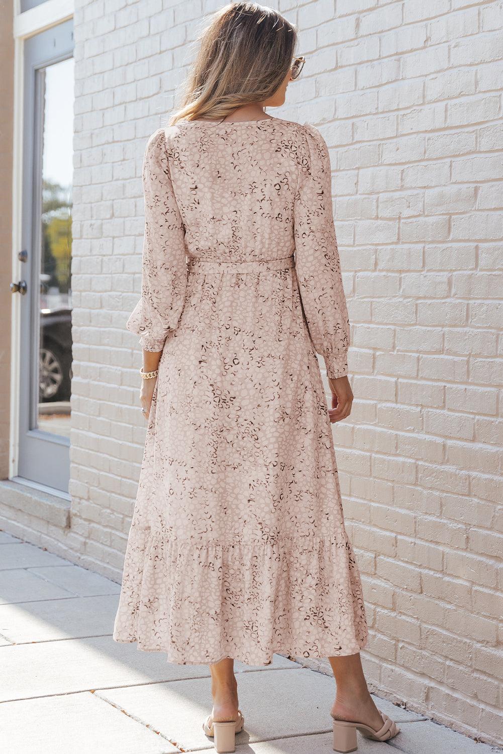 Jasmin - Leopardprint Maxikjole med binde-talje