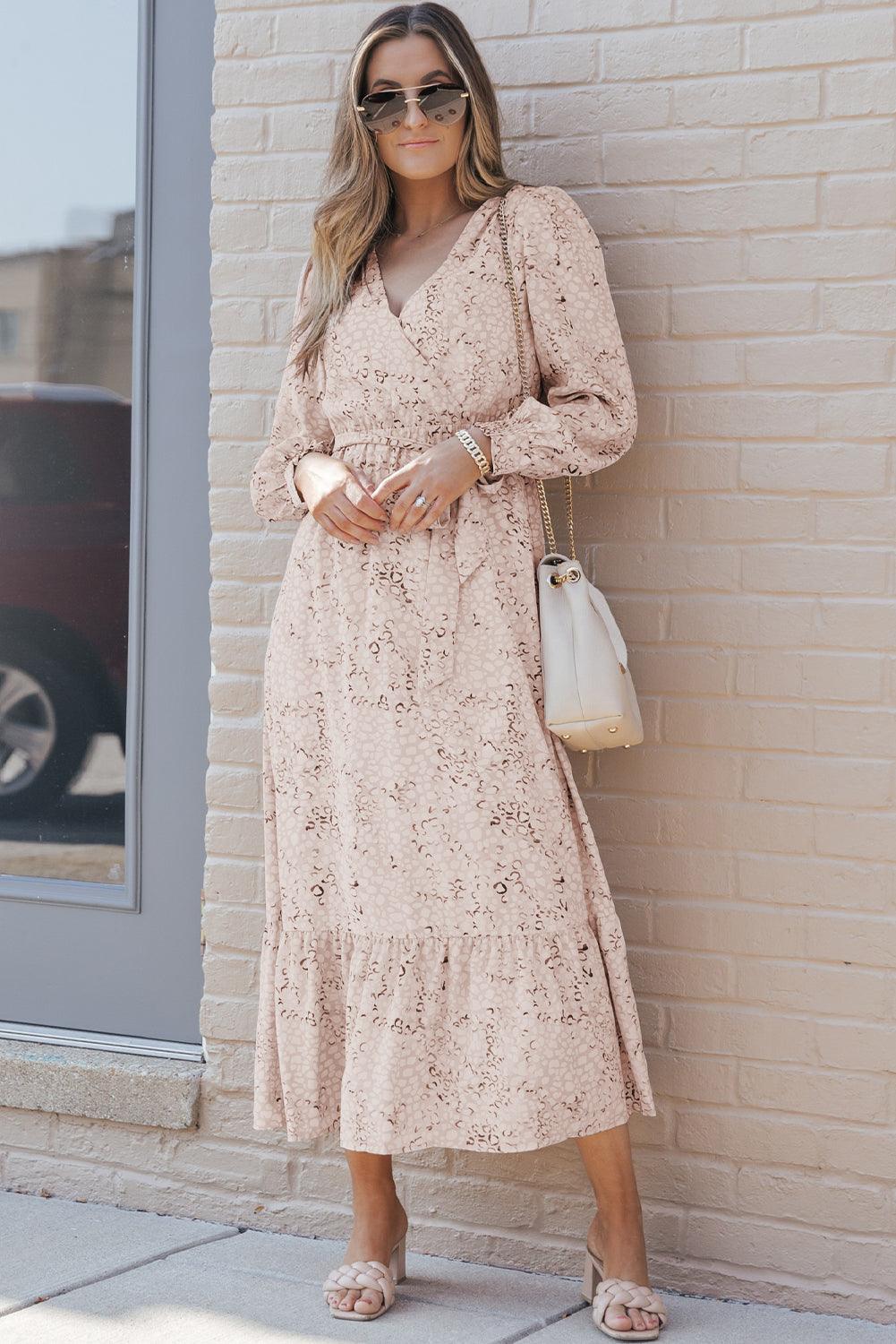Jasmin - Leopardprint Maxikjole med binde-talje