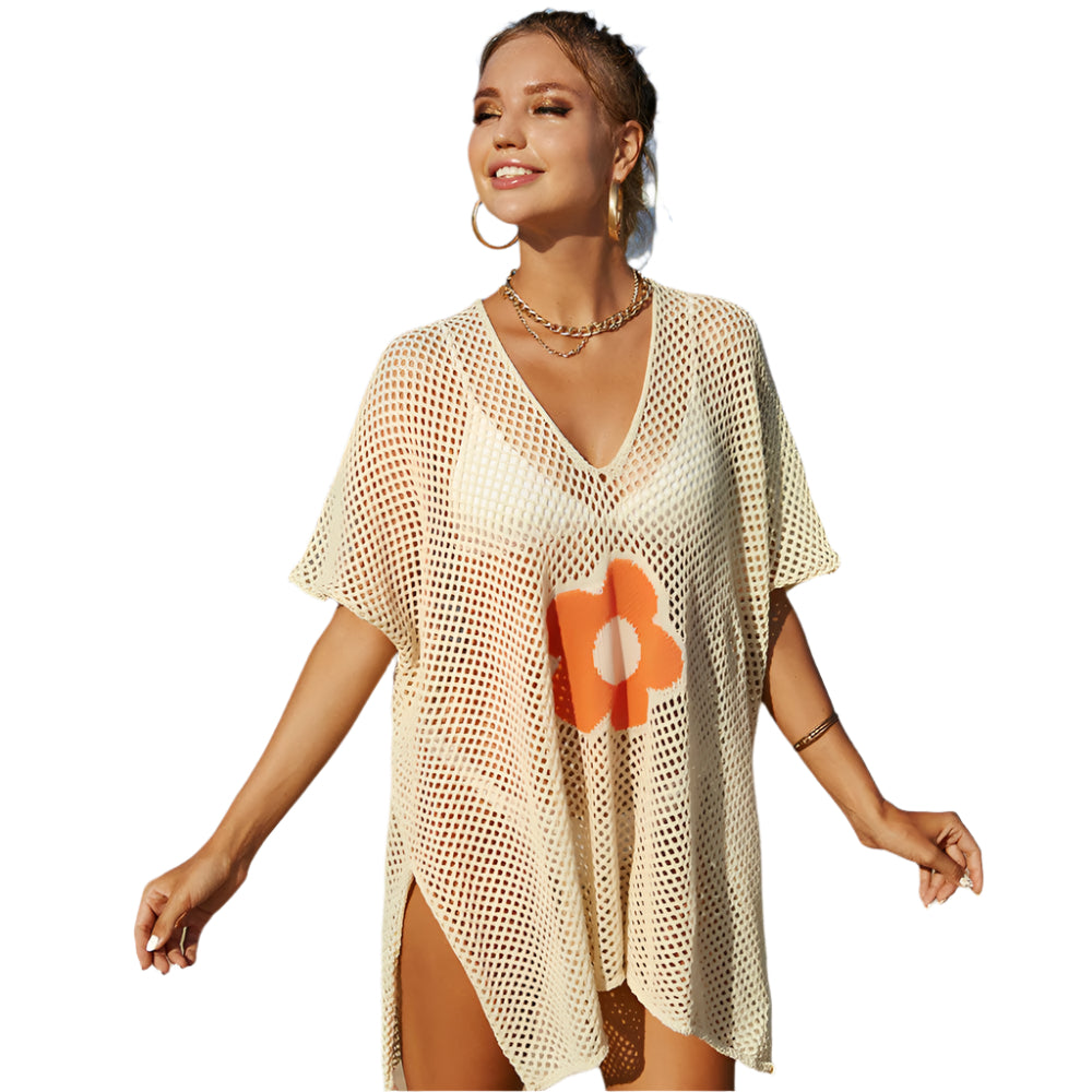 Tessa – Åbenstrikket hæklet strandkjole i plus size brasiliansk mini-cover up