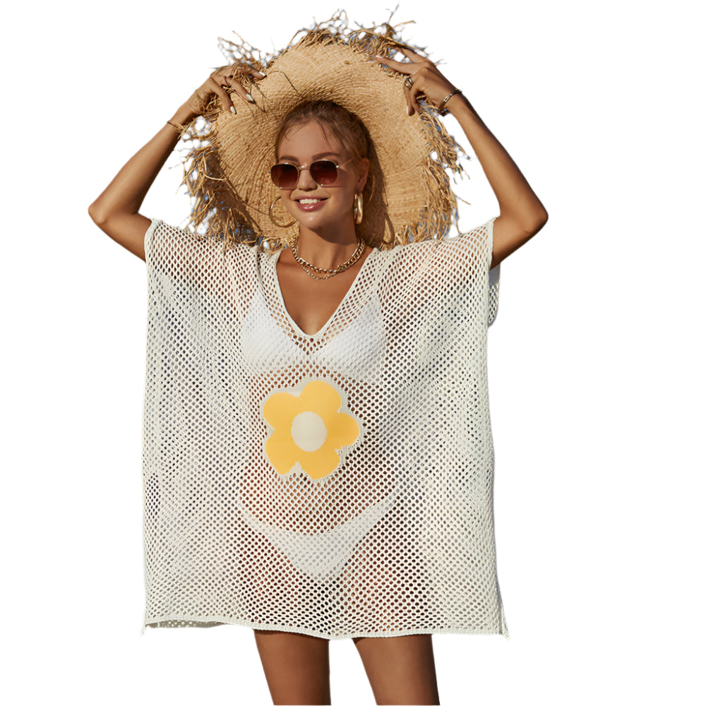 Tessa – Åbenstrikket hæklet strandkjole i plus size brasiliansk mini-cover up