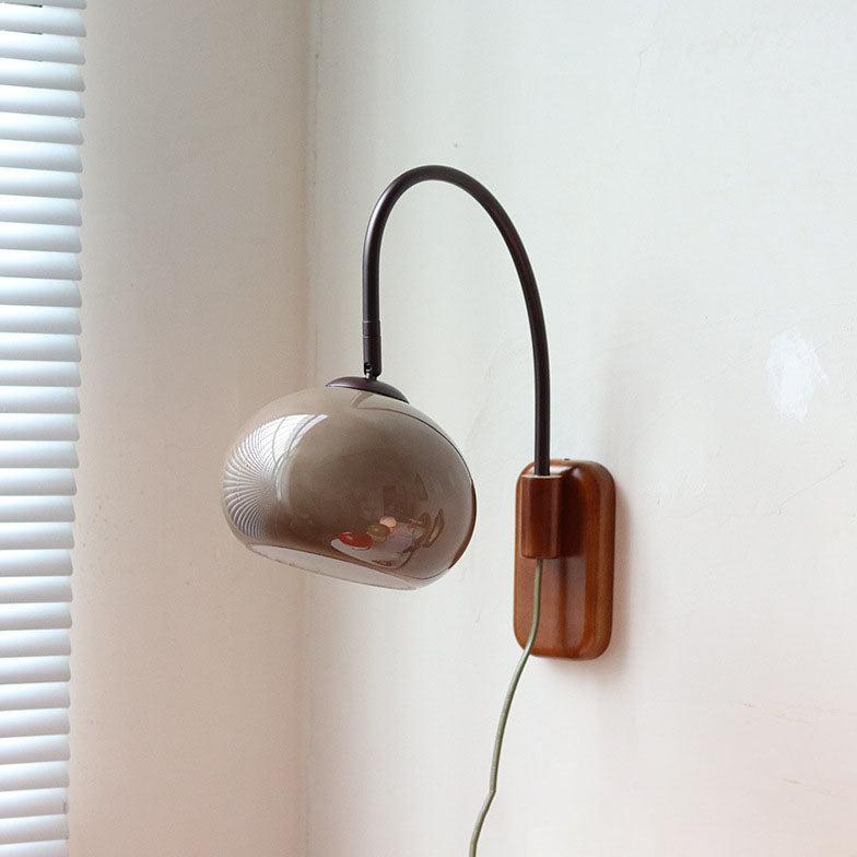 European Design Væglampe i glas og massivt træ