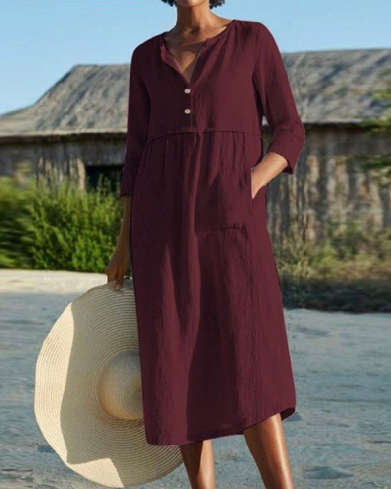 Sarah - Elegant halværmer og plisseret midikjole